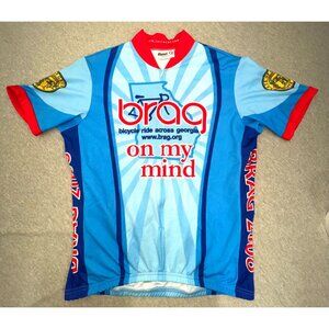 Revi Wear Cycling Jersey BRAG 2008 Blue Red Short Sleeve Size M USA Made